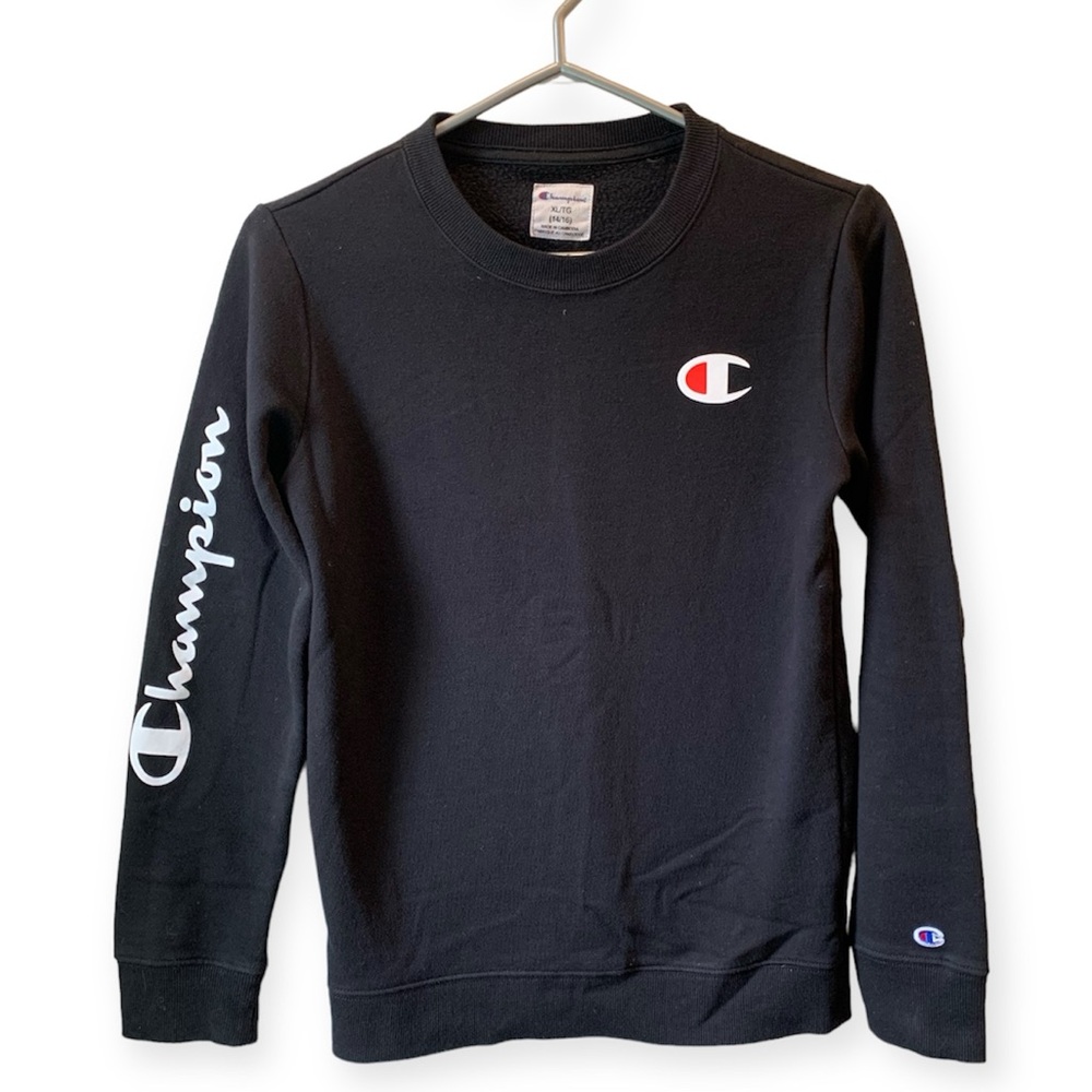 Black Champion sweater, crew neck, size youth XL 14-16